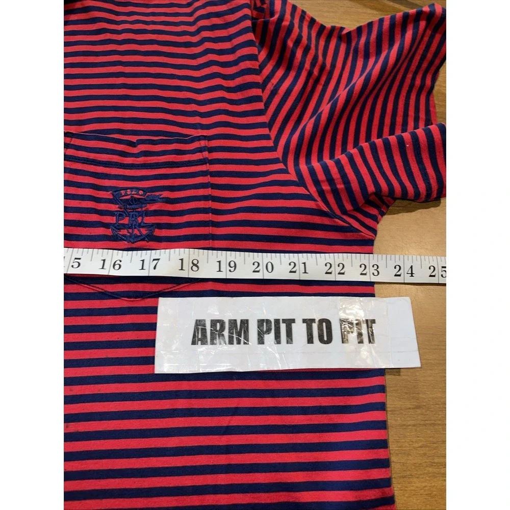 Polo Ralph Lauren Shirt Men L Red Stripes (Freddy Kruger)‎ Embroidery Pima VTG